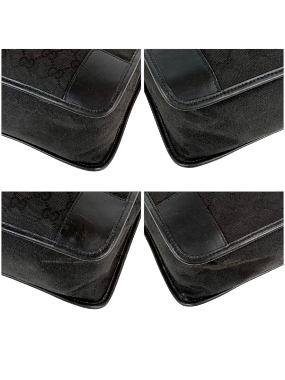 Gucci GG Canvas Tote Leather Black Shoulder Handbag